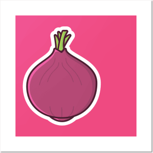 Onion Vegetable Sticker vector illustration. Food nature icon concept. Cooking food fresh vegetable onion sticker design logo. Posters and Art
